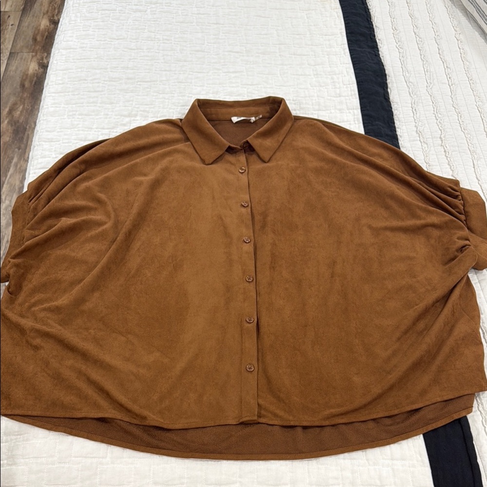 Elegant Brown Button-Down Shirt for Women
